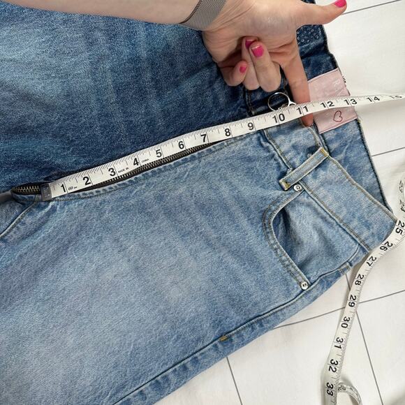 REVICE Jeans Womens 27 Blue Ying Yang Zipper Two Tone Crop Denim High Rise USA - Picture 9 of 12